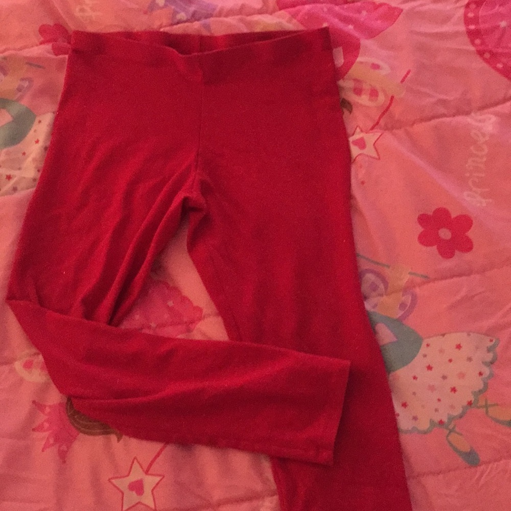 Red glittery leggings